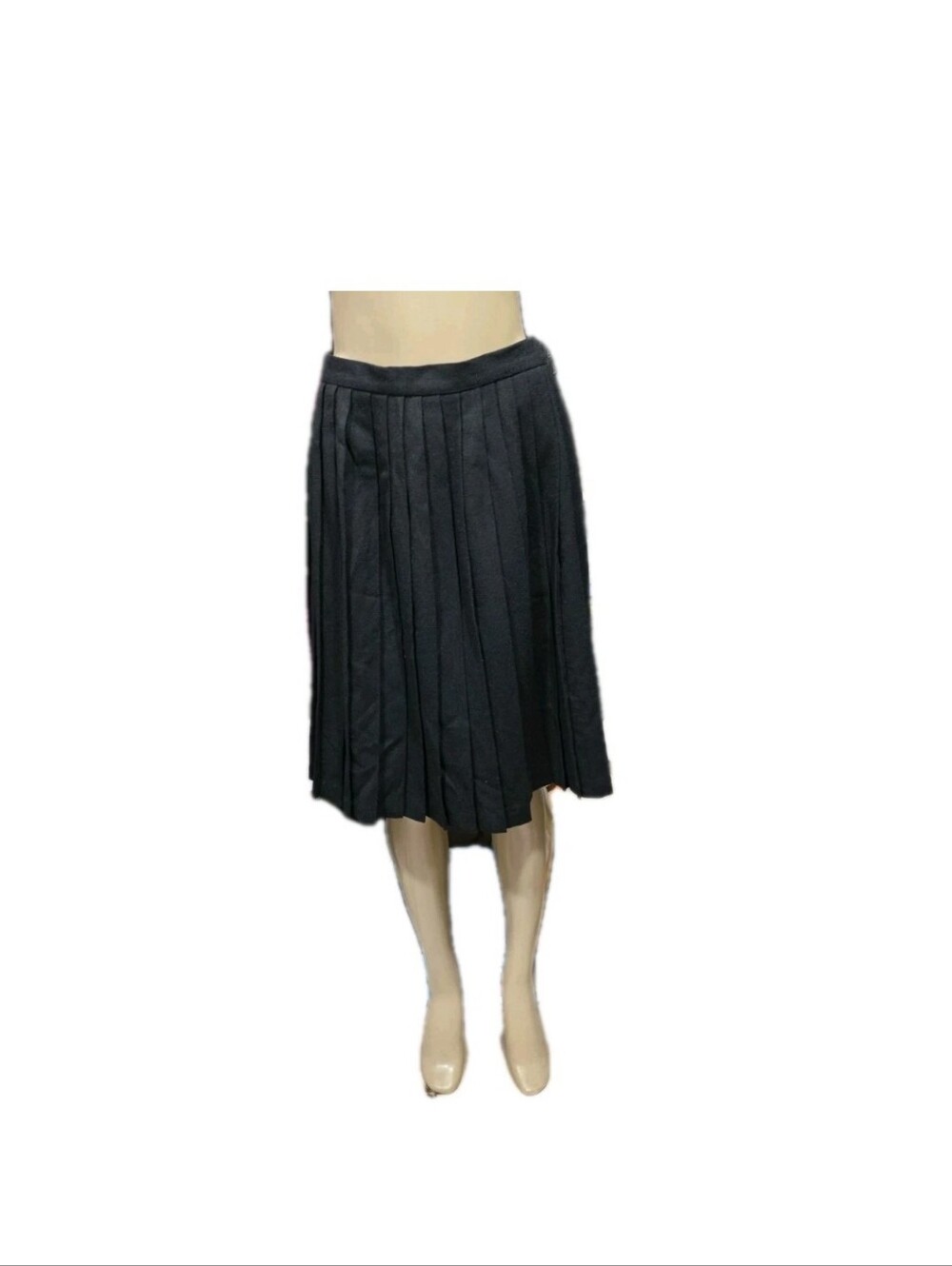 NWT Jones New York Size 12 Vintage 100% Wool Pleated Midi Skirt Black